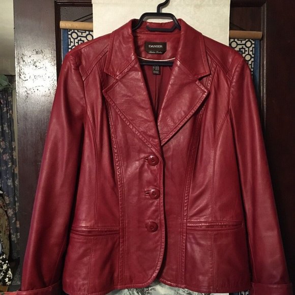 VTG Danier Red Italian Leather Jacket, XL, excellent condition, made in Canada - Picture 1 of 3